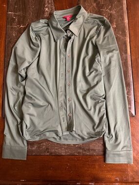 Guess Olive Green Button-Up Long Sleeve Shirt